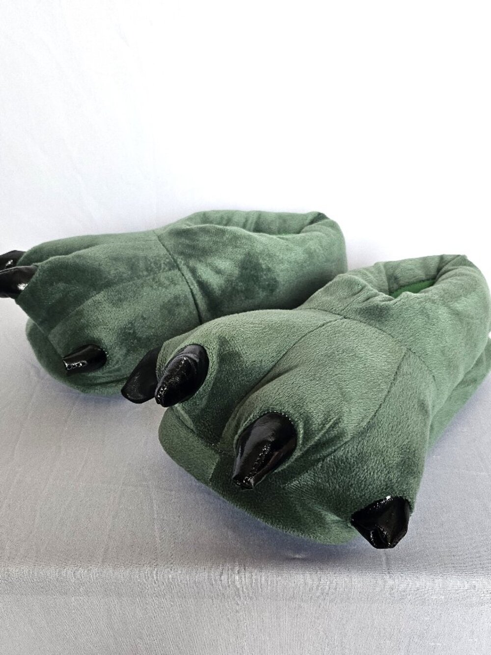 Dinosaur Claw Slippers I Plush Monster Feet I Green I One Size